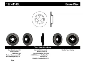 StopTech Sport Drilled/Slotted Brake Rotor Front Left, Black, 127.44146L
