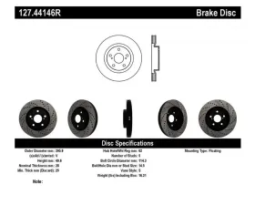 StopTech Sport Drilled/Slotted Brake Rotor Front Right for Ford Mustang 127.44146R