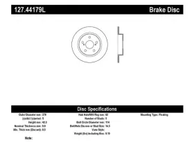 StopTech Sport Drilled/Slotted Brake Rotor Rear Left Scion tC 2011-2016 127.44179L