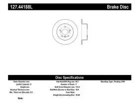 StopTech Sport Drilled/Slotted Brake Rotor Rear Left, Red, 127.44188L