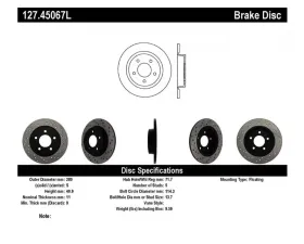 StopTech Sport Drilled/Slotted Brake Rotor Rear Left Mazda 3 2004-2013 127.45067L