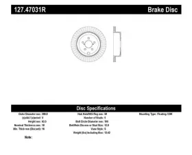 StopTech Sport Drilled/Slotted Rear Right Brake Rotor for Honda Civic 127.47031R