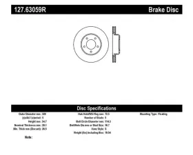 StopTech Sport Drilled/Slotted Brake Rotor Front Right for Ford Mustang 2015-2023, Gray, 127.63059R