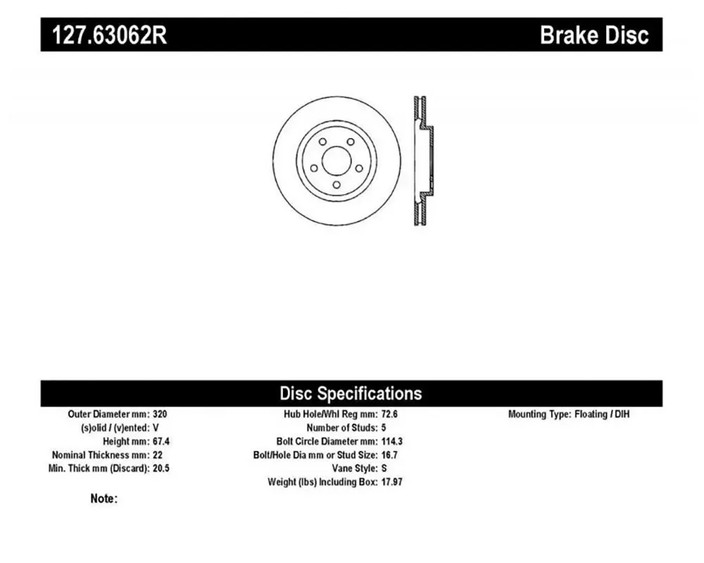 StopTech Sport Drilled/Slotted Brake Rotor Rear Right, Ford Mustang 2005-2014, Black, 127.63062R - 127.63062R
