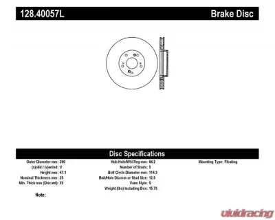 StopTech Sport Cryo Cross Drilled Brake Rotor Front Left/Right - 128.40057L . - 128.40057L