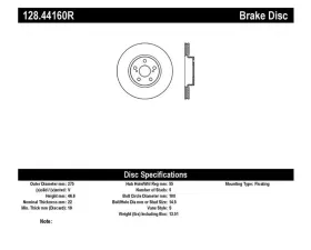 StopTech Sport Cross Drilled Brake Rotor Front Right for Ford Mustang 128.44160R