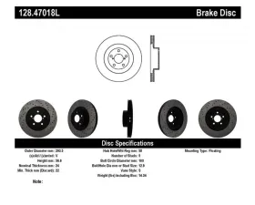 StopTech Sport Cross Drilled Brake Rotor Front Left, Black, 128.47018L
