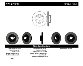 StopTech Sport Cross Drilled Brake Rotor Front Left for BMW 3 Series 128.47021L
