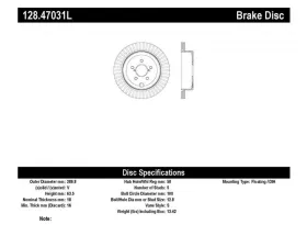 StopTech Sport Cross Drilled Brake Rotor Rear Left for Honda Civic 128.47031L