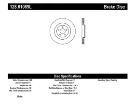 StopTech Sport Cross Drilled Brake Rotor Front Left Ford Mustang 07-12 128.61089L