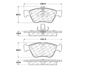 StopTech Brake Pads - Front, Ceramic, Red, for Ford Mustang 2015-2023 - 104.071