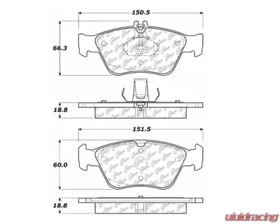 StopTech Brake Pads - Front, Ceramic, Red, for Ford Mustang 2015-2023 - 104.071 - 104.07100