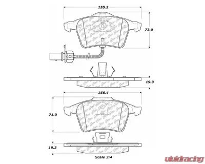StopTech PosiQuiet Semi-Metallic Brake Pads for Audi Front 104.09151 - 104.09151