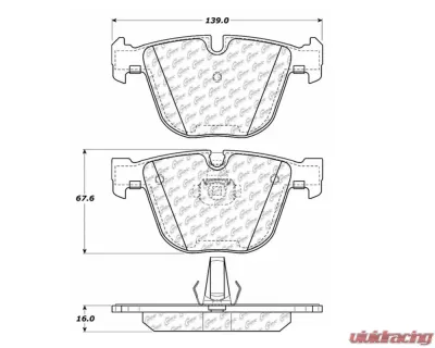 StopTech Brake Pads - Front, Ceramic, Red, for Ford Mustang 2015-2023, 104.0919 - 104.09190