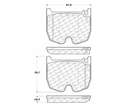 StopTech Brake Pads, Front, Red, Ford Mustang 2015-2023, 104.0983