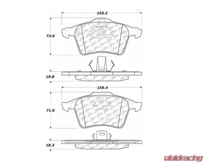 StopTech Brake Pads - Front, Ceramic, Black, Honda Civic 2006-2011, 104.1003 - 104.10030