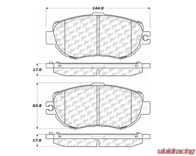 StopTech Performance Brake Pads for Ford Mustang 2015-2023, Red, 105.0612 - 105.06120