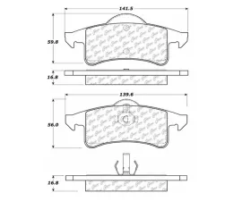 StopTech Brake Pad Set - Front, Ceramic, Red, Honda Civic 2006-2011, 105.0791