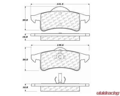 StopTech Brake Pad Set - Front, Ceramic, Red, Honda Civic 2006-2011, 105.0791 - 105.07910