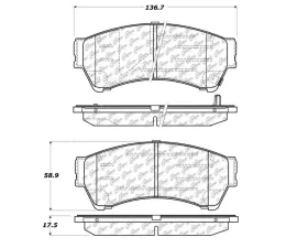 StopTech Brake Pads - Front, Ceramic, Red, Ford Mustang 2015-2023, 105.1164