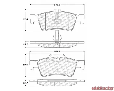 StopTech Brake Pads, Front, Ceramic, Red, Ford Mustang 2015-2022, 106.0986 - 106.09860