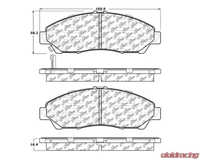 StopTech Brake Pads - Front, Ceramic, Red, Ford Mustang 2015-2023, 106.1378 - 106.13780