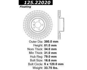 StopTech Brake Rotor, Front, Black, for Honda Civic 2016-2021, 125.2202