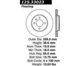 StopTech Premium High-Carbon Rotor, VW Golf/Jetta 2.0L 2000-2006, 125.33023