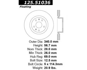 StopTech Premium High-Carbon Front Rotor for Hyundai Genesis Coupe 2010-2012 125.51036