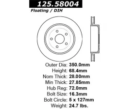 StopTech Premium High-Carbon Rear Rotor Jeep Grand Cherokee 2006-2010 125.58004