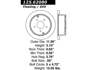 StopTech Brake Rotor Set, Front, Black, Ford Mustang 2015-2023, 125.6208