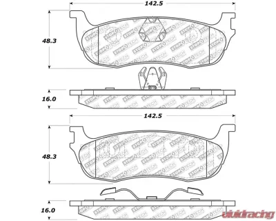 StopTech Brake Pads - High Performance, Ceramic, Front, Red, 305.0711 for Ford Mustang 2015-2021 - 305.07110