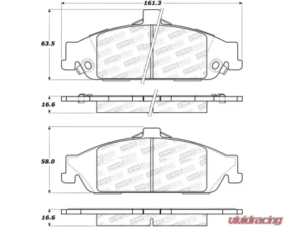 StopTech Brake Pads - Performance, Front, Red, Ford Mustang 2015-2022, 305.0727 - 305.07270
