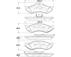 StopTech Brake Pads - Front, Ceramic, Red, Ford Mustang 2015-2023, 305.0746