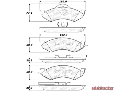 StopTech Brake Pads - Front, Ceramic, Red, Ford Mustang 2015-2023, 305.0746 - 305.07460