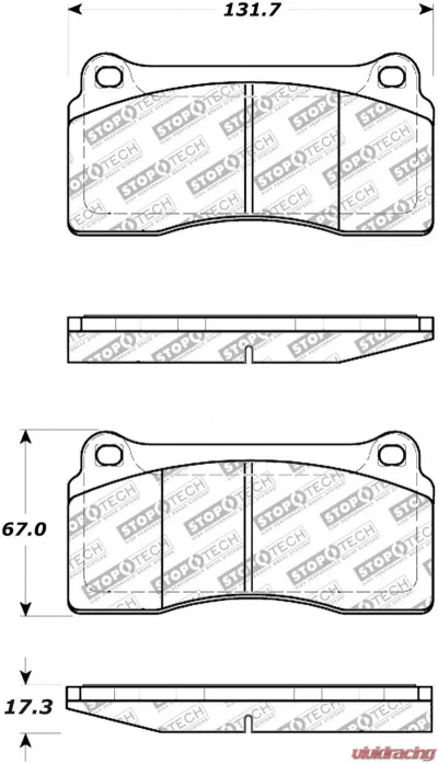 StopTech Brake Pads, Front, Red, for Ford Mustang 2015-2023, 305.081 - 305.08100
