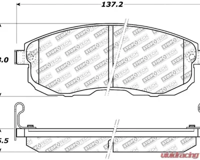 StopTech Street Select Brake Pads, Nissan Front, Red, 305.08151 - 305.08151