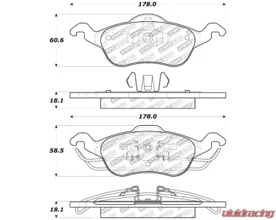 StopTech Brake Pads - Front, Red, for Subaru WRX/STI 2002-2014, 305.0816 - 305.08160