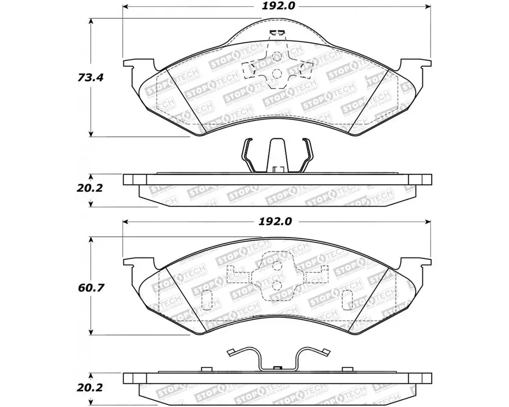 StopTech Brake Pads - Front, Ceramic, Red, Ford Mustang 2015-2023, 305.082 - 305.08200