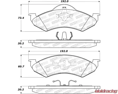 StopTech Brake Pads - Front, Ceramic, Red, Ford Mustang 2015-2023, 305.082 - 305.08200