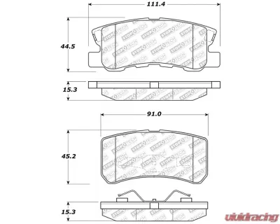 StopTech Performance Brake Pads - Front, Red, Ford Mustang 2015-2023 305.0868 - 305.08680
