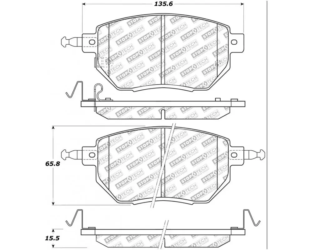 StopTech Brake Pad Set - Front, Ceramic, Black, Ford Mustang 2015-2023 305.0969 - 305.09690