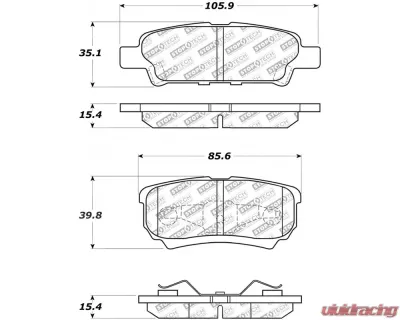 StopTech Performance Brake Pads for Ford Mustang 2015-2023, 305.1037 - 305.10370