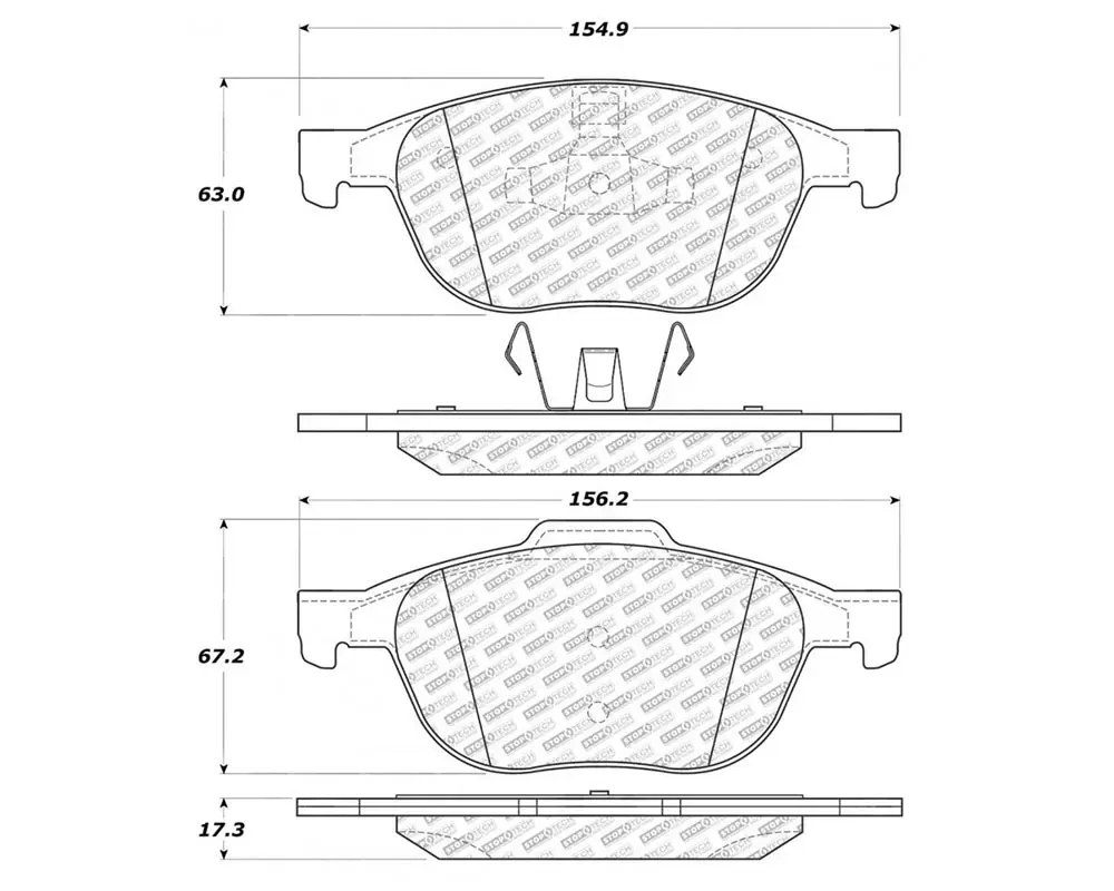 StopTech Performance Brake Pads for Ford Mustang 2015-2021, Red, 305.1044 - 305.10440