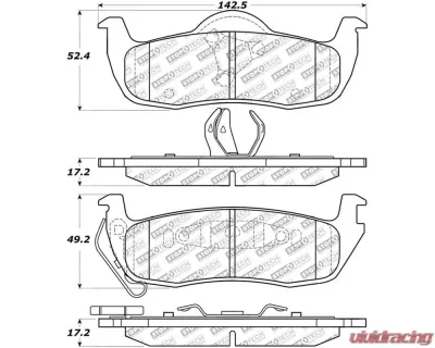 StopTech Brake Pads - Front - Red - Ford Mustang 2015-2023 - 305.1087 - 305.10870