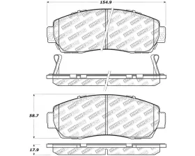 StopTech Brake Pad Set - Front, Ceramic, Red for Ford Mustang 2015-2023 - 305.1089