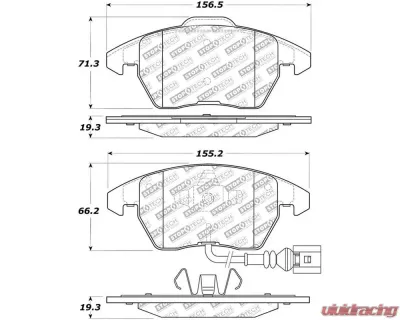 StopTech Brake Pads, Front, Red, for Ford Mustang 2015-2021, 305.1107 - 305.11070