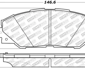 StopTech Brake Pad Set - Front, Red, Ford Mustang 2015-2020, 305.1211