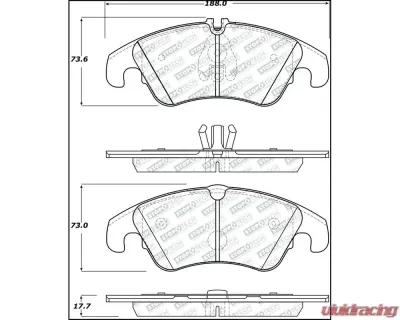 StopTech Brake Pad Set - Front, Ceramic, Red, Ford Mustang 2015-2023, 305.1322 - 305.13220