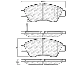 StopTech Brake Pads - Front, Red, for Ford Mustang 2015-2020, 305.1394